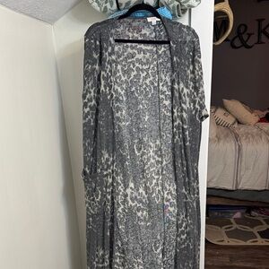 LuLaRoe Gray Leopard Print Cardigan